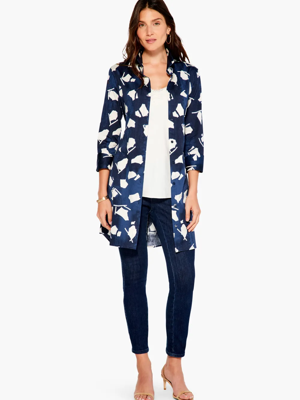 Outlet NIC+ZOE Mosaic Blues Shirt Dress Indigo Multi