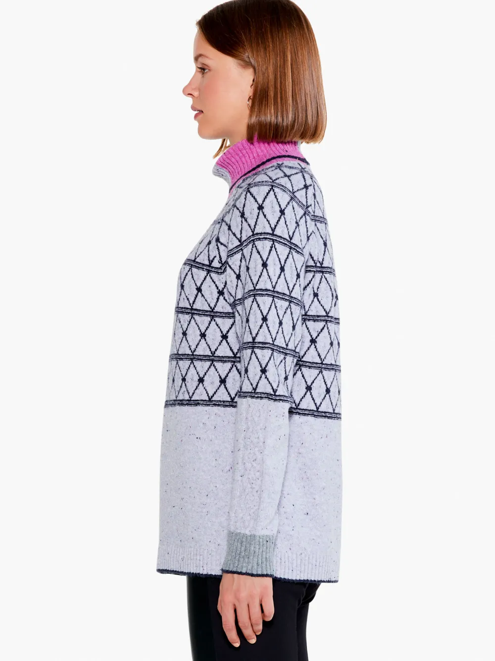 Fashion NIC+ZOE Mosaic Stitched Sweater Grey Multi