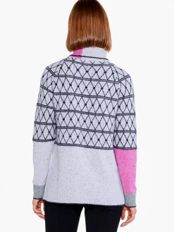 Fashion NIC+ZOE Mosaic Stitched Sweater Grey Multi
