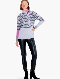 Fashion NIC+ZOE Mosaic Stitched Sweater Grey Multi