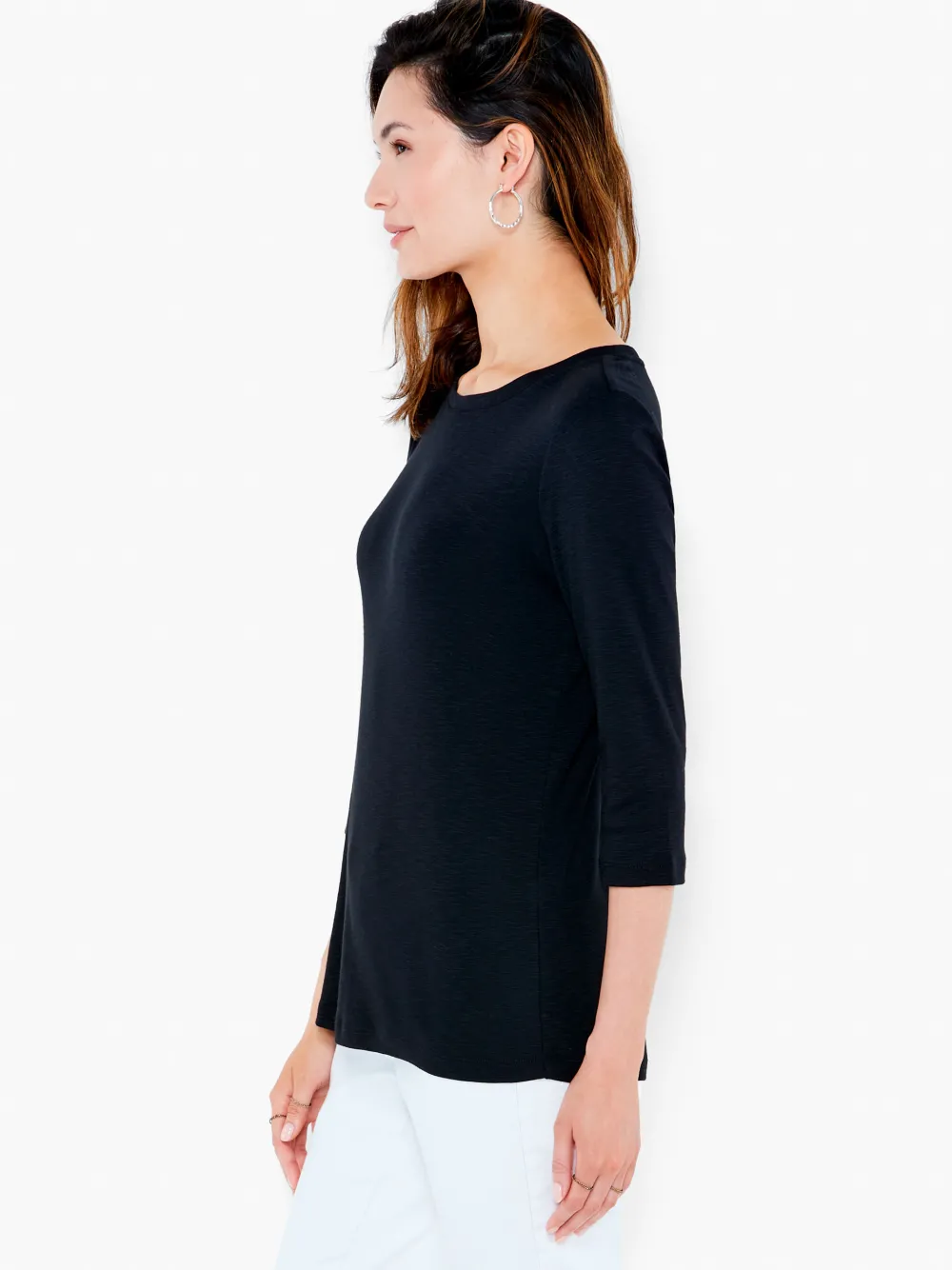 Discount NIC+ZOE Nzt 3/4 Sleeve Boat Tee Black Onyx