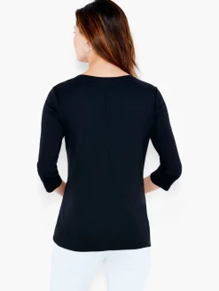 Store NIC+ZOE Nzt 3/4 Sleeve Boat Tee Black Onyx