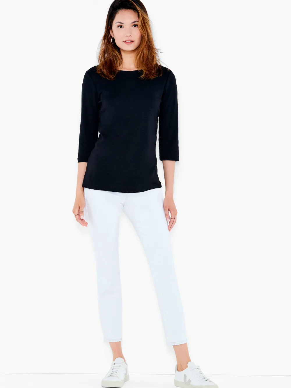 Discount NIC+ZOE Nzt 3/4 Sleeve Boat Tee Black Onyx