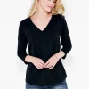 Cheap NIC+ZOE Nzt 3/4 Sleeve Roll V Tee Black Onyx