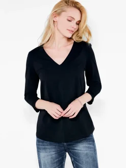 Cheap NIC+ZOE Nzt 3/4 Sleeve Roll V Tee Black Onyx