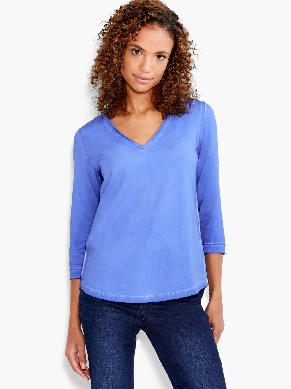 Shop NIC+ZOE Nzt 3/4 Sleeve Roll V Tee Seaglass