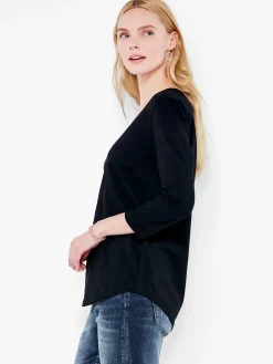 Best Sale NIC+ZOE Nzt 3/4 Sleeve Roll V Tee Black Onyx