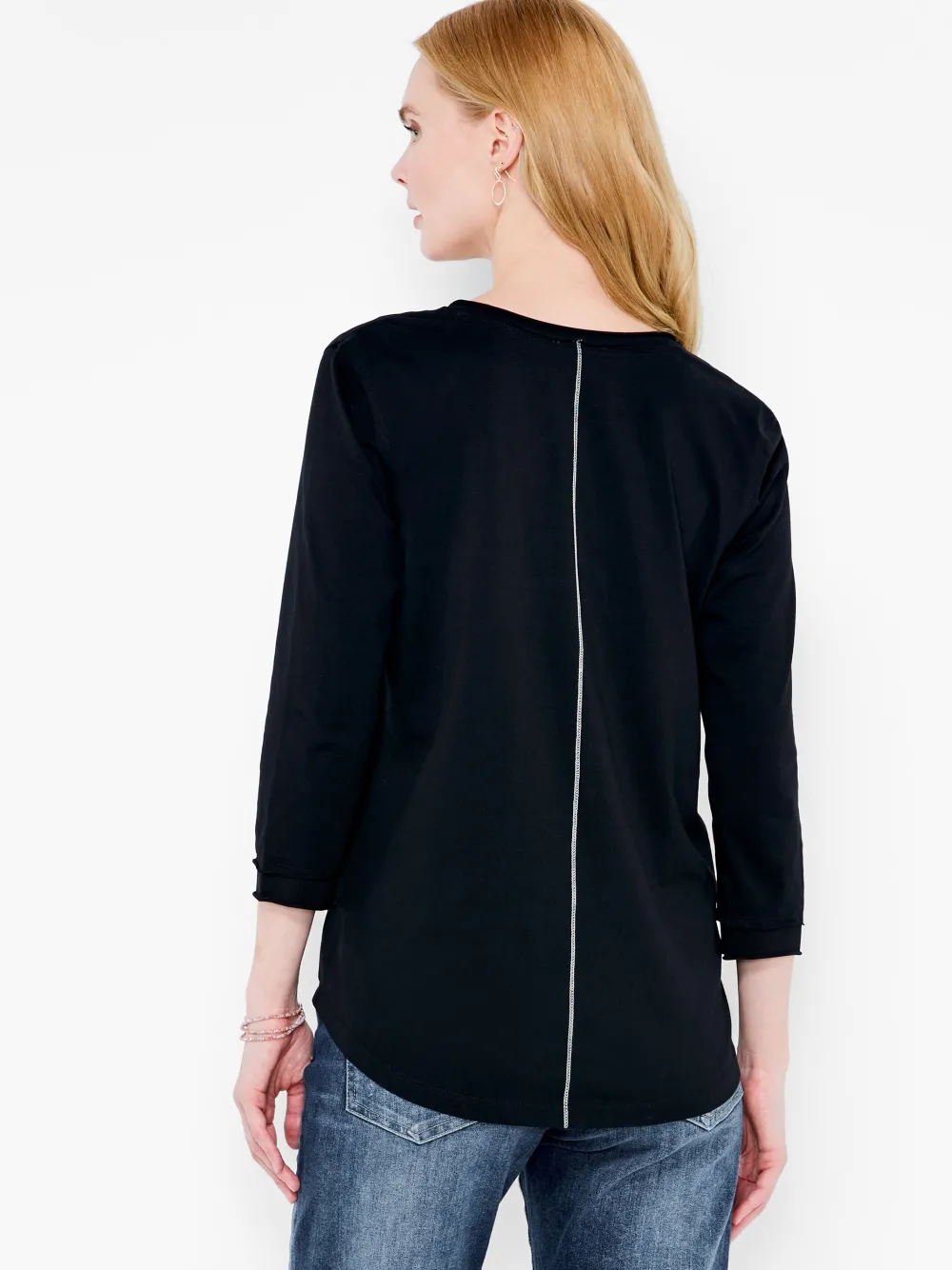 Cheap NIC+ZOE Nzt 3/4 Sleeve Roll V Tee Black Onyx