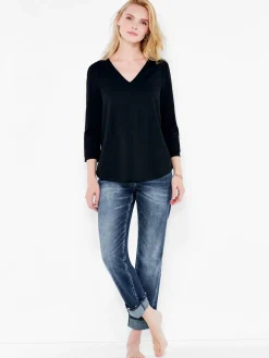Cheap NIC+ZOE Nzt 3/4 Sleeve Roll V Tee Black Onyx