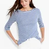 Best Sale NIC+ZOE Nzt 3/4 Sleeve Stripe Boat Tee Blue Multi