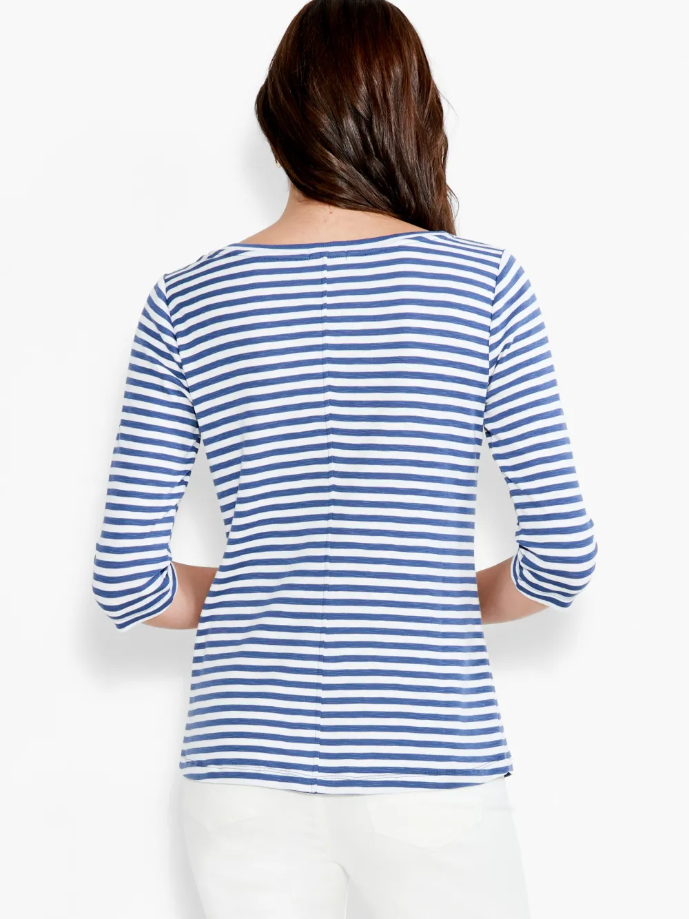 Best Sale NIC+ZOE Nzt 3/4 Sleeve Stripe Boat Tee Blue Multi