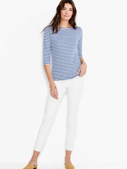 Outlet NIC+ZOE Nzt 3/4 Sleeve Stripe Boat Tee Blue Multi