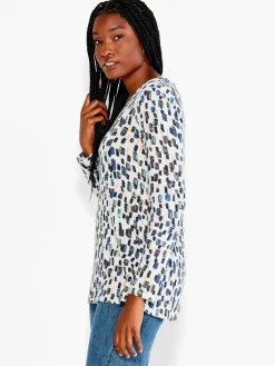 Hot NIC+ZOE Nzt Abstract Blocks Long Sleeve V Tee Neutral Multi