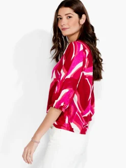 Online NIC+ZOE Nzt Blooms 3/4 Sleeve Split Neck Tee Pink Multi