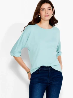 New NIC+ZOE Nzt Boat Neck Dolman Sleeve Tee Aquifer