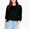 Hot NIC+ZOE Nzt Crew Neck 3/4 Pleated Sleeve Tee Black Onyx
