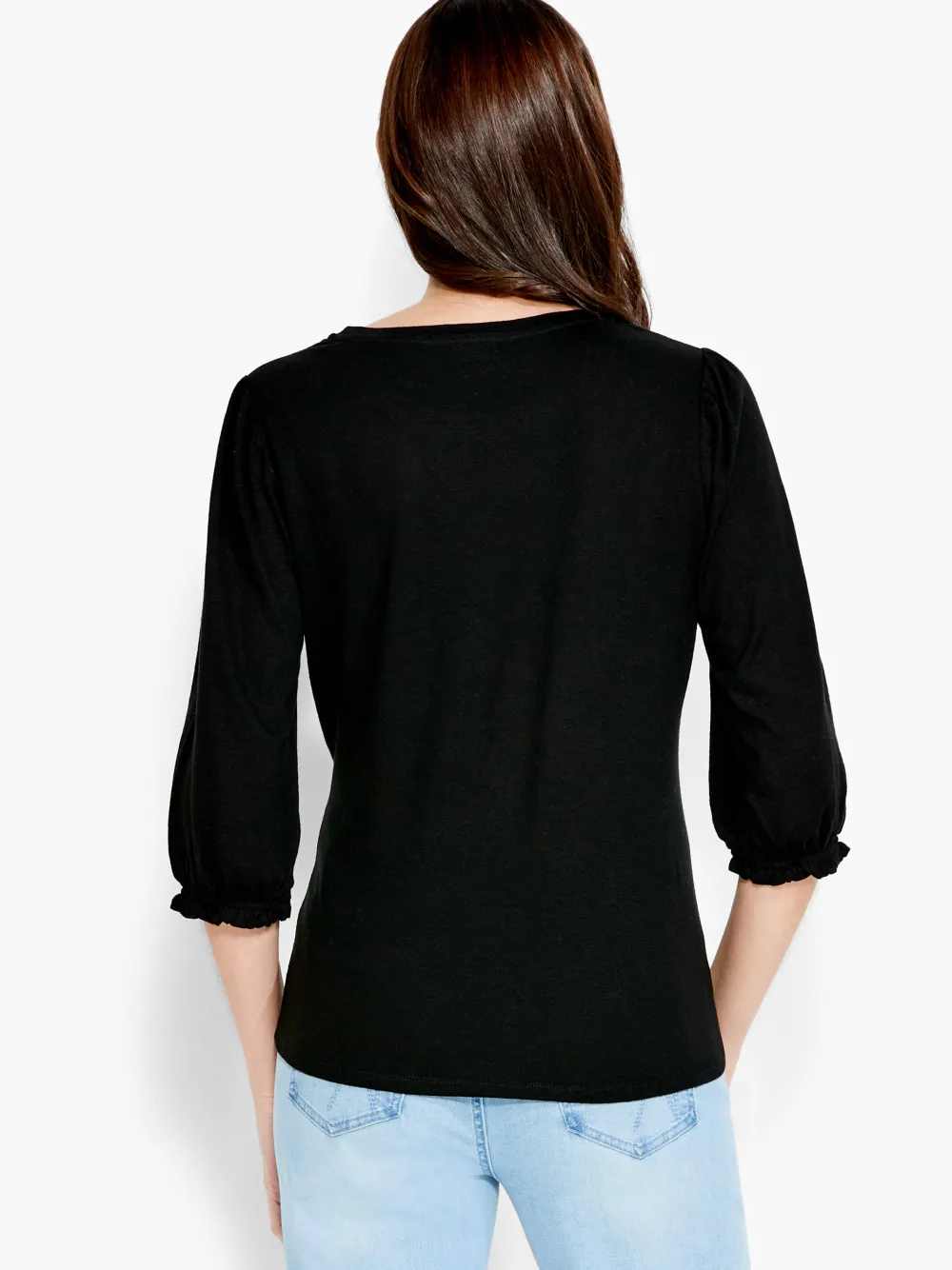 Hot NIC+ZOE Nzt Crew Neck 3/4 Pleated Sleeve Tee Black Onyx