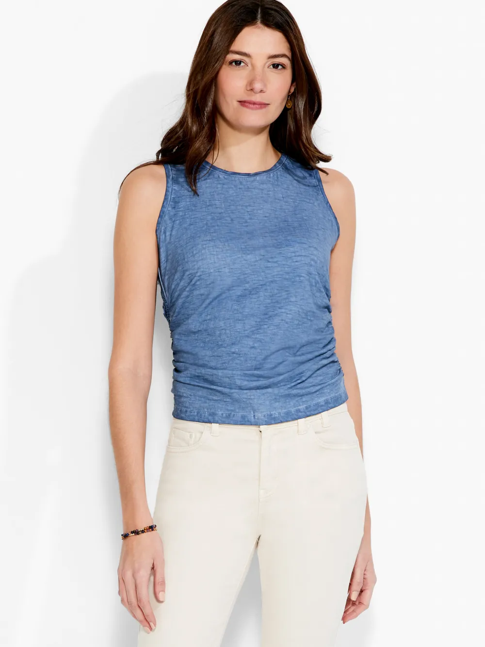 Cheap NIC+ZOE Nzt Crew Ruched Tank Harbor Blue