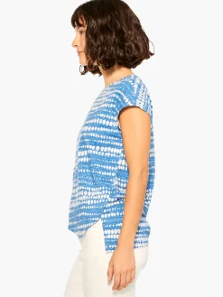 Best NIC+ZOE Nzt Dotty Lines Short Sleeve Crew Assymetrical Tee Blue Multi