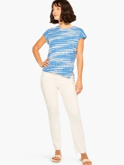 Best NIC+ZOE Nzt Dotty Lines Short Sleeve Crew Assymetrical Tee Blue Multi