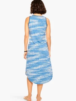 New NIC+ZOE Nzt Dotty Lines Tank Dress Blue Multi