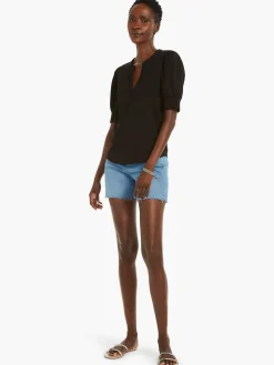 Discount NIC+ZOE Nzt Elbow Sleeve Split Neck Tee Black Onyx