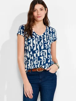 Best NIC+ZOE Nzt High Seas Short Sleeve V Tee Blue Multi