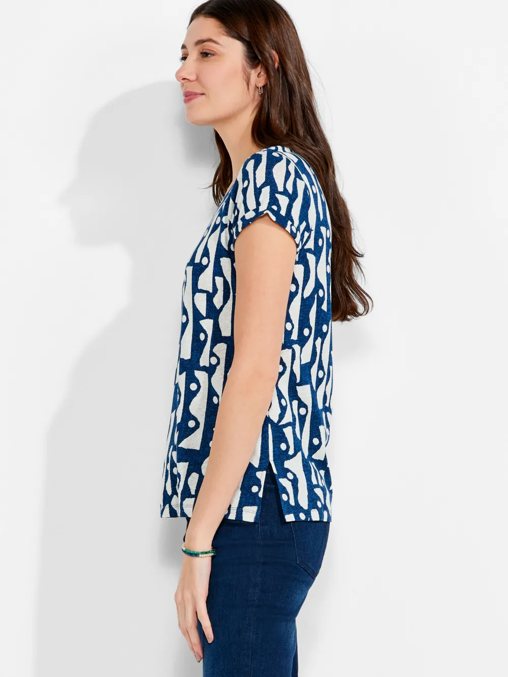 Best NIC+ZOE Nzt High Seas Short Sleeve V Tee Blue Multi