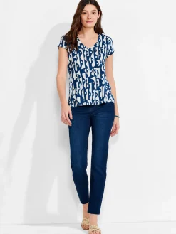 Best NIC+ZOE Nzt High Seas Short Sleeve V Tee Blue Multi