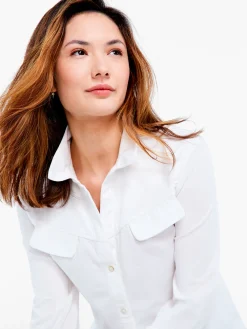 Cheap NIC+ZOE Nzt Long Sleeve Angled Pocket Shirt Paper White