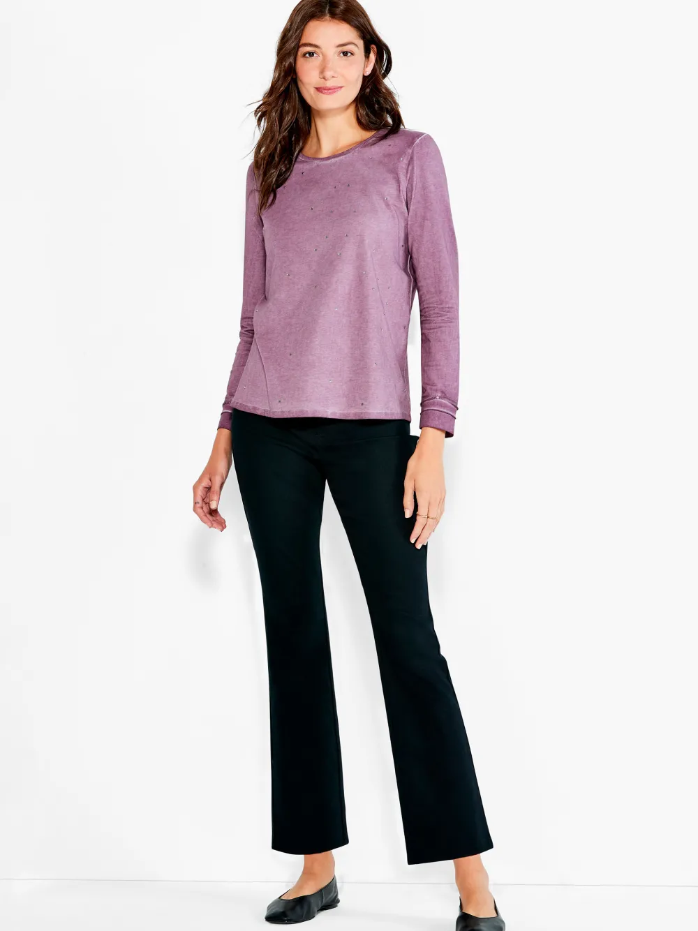 Hot NIC+ZOE Nzt Long Sleeve Crew Sparkle Tee Boysenberry
