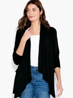 Cheap NIC+ZOE Nzt Long Sleeve Drape Cardigan Black Onyx