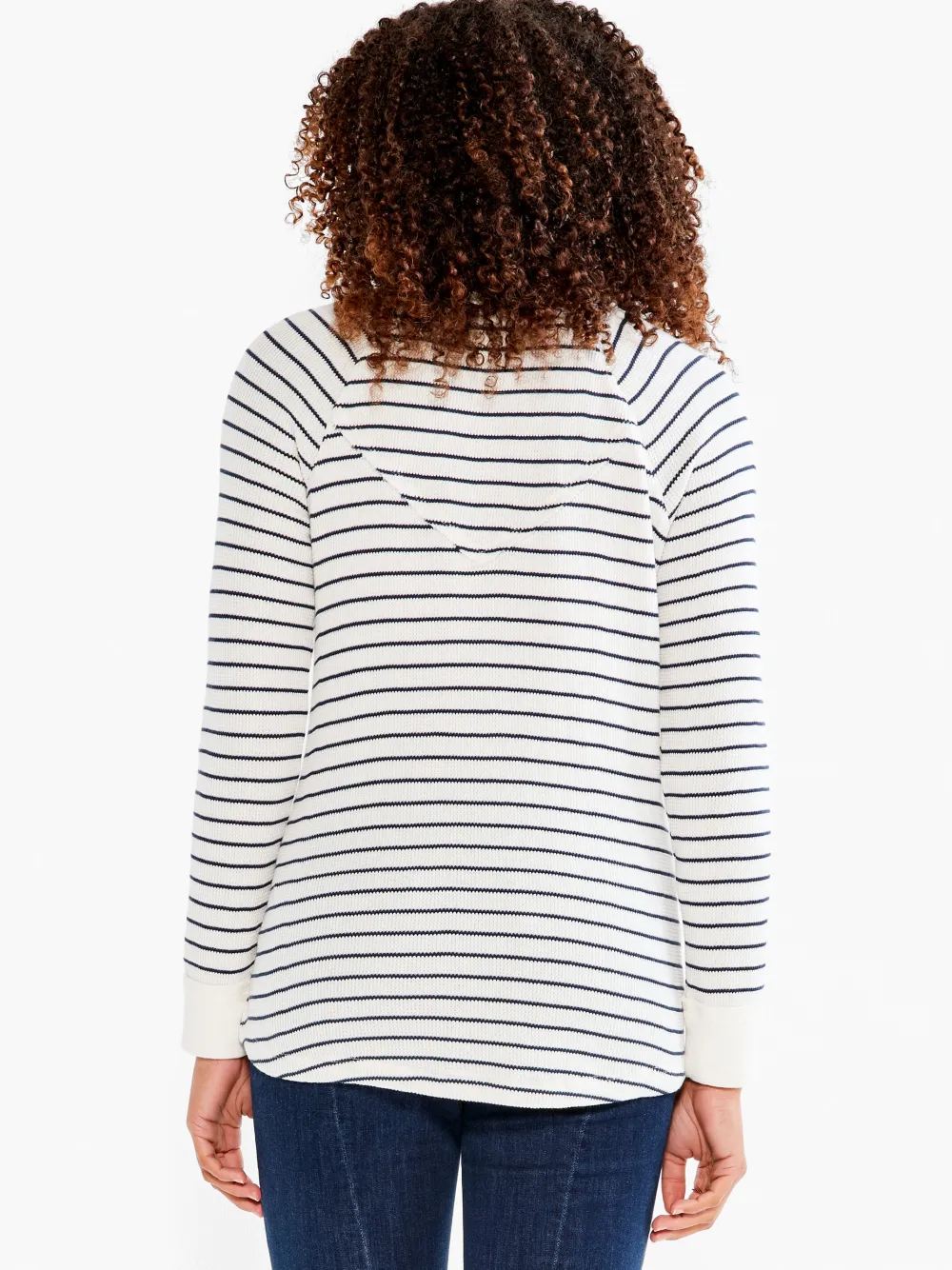 Fashion NIC+ZOE Nzt Long Sleeve Striped Waffle Tee Cream Multi