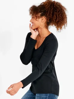 Clearance NIC+ZOE Nzt Long Sleeve V Tee Black Onyx
