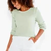 Store NIC+ZOE Nzt Long Sleeve Waffle Ruffle Tee Green Spray