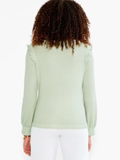 Store NIC+ZOE Nzt Long Sleeve Waffle Ruffle Tee Green Spray