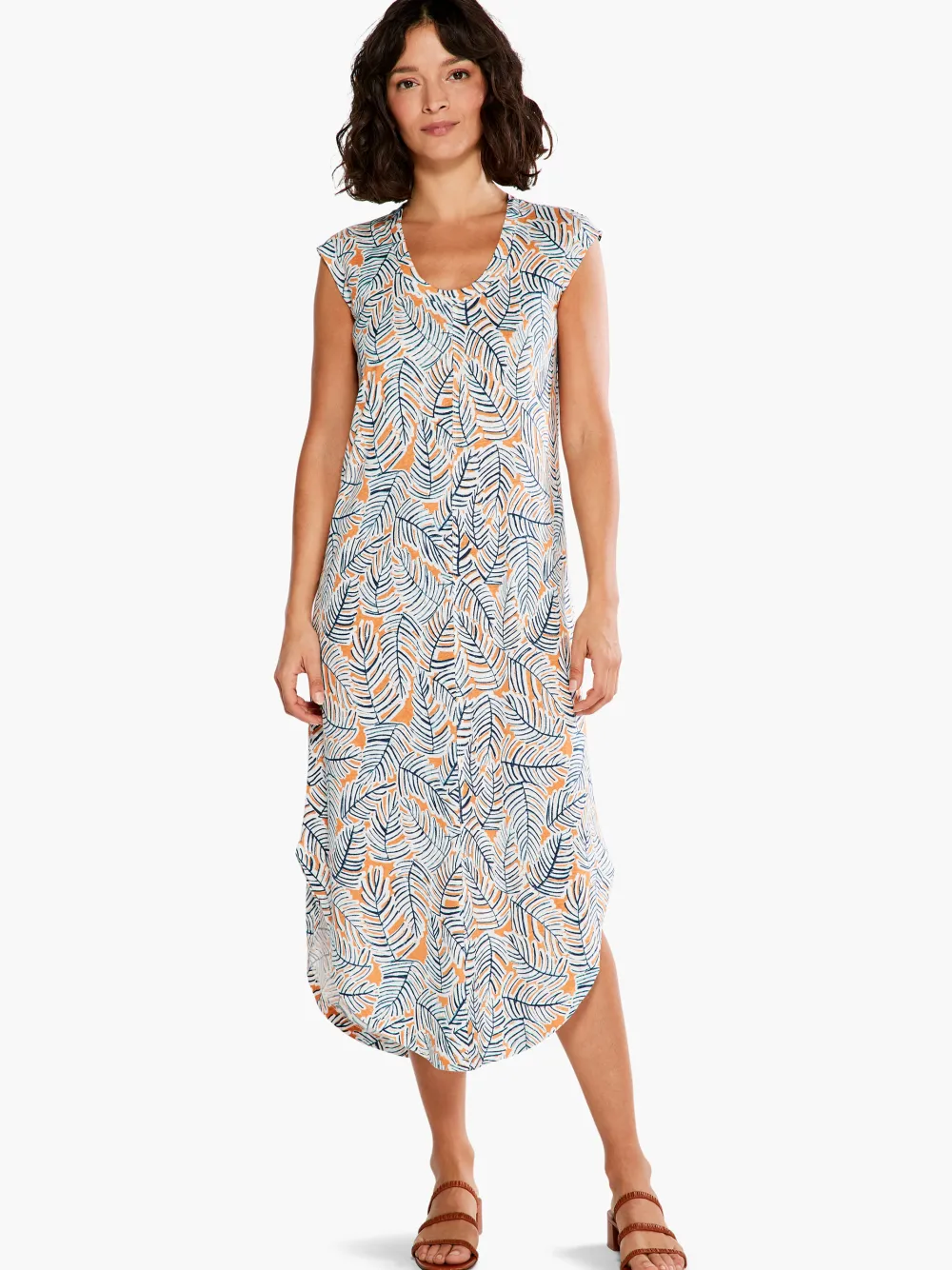 Sale NIC+ZOE Nzt Palm Scoop Tank Dress Orange Multi