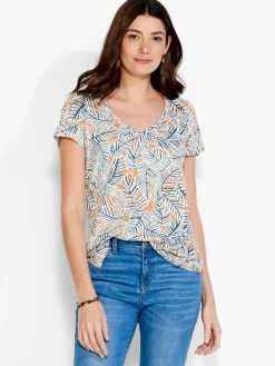 Cheap NIC+ZOE Nzt Palm Short Sleeve V Tee Orange Multi