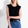 Shop NIC+ZOE Nzt Power Shoulder Crew Tank Black Onyx