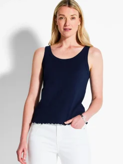 Outlet NIC+ZOE Nzt Scoop Lettuce Edge Tank Dark Indigo