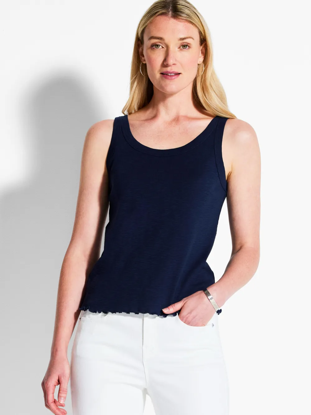 Store NIC+ZOE Nzt Scoop Lettuce Edge Tank Dark Indigo