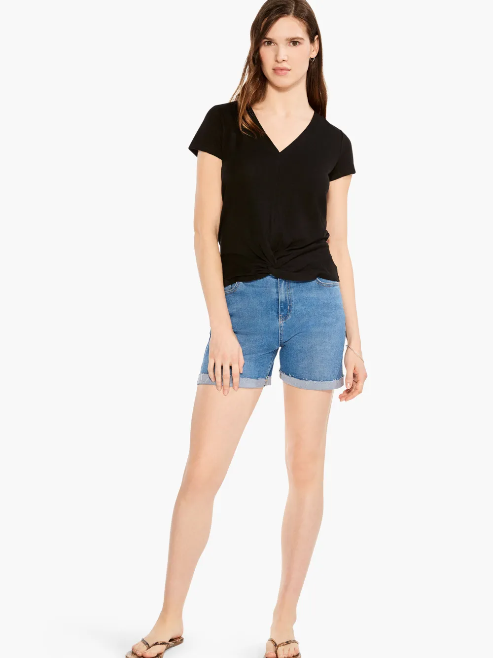Sale NIC+ZOE Nzt Short Sleeve Knotted V Tee Black Onyx