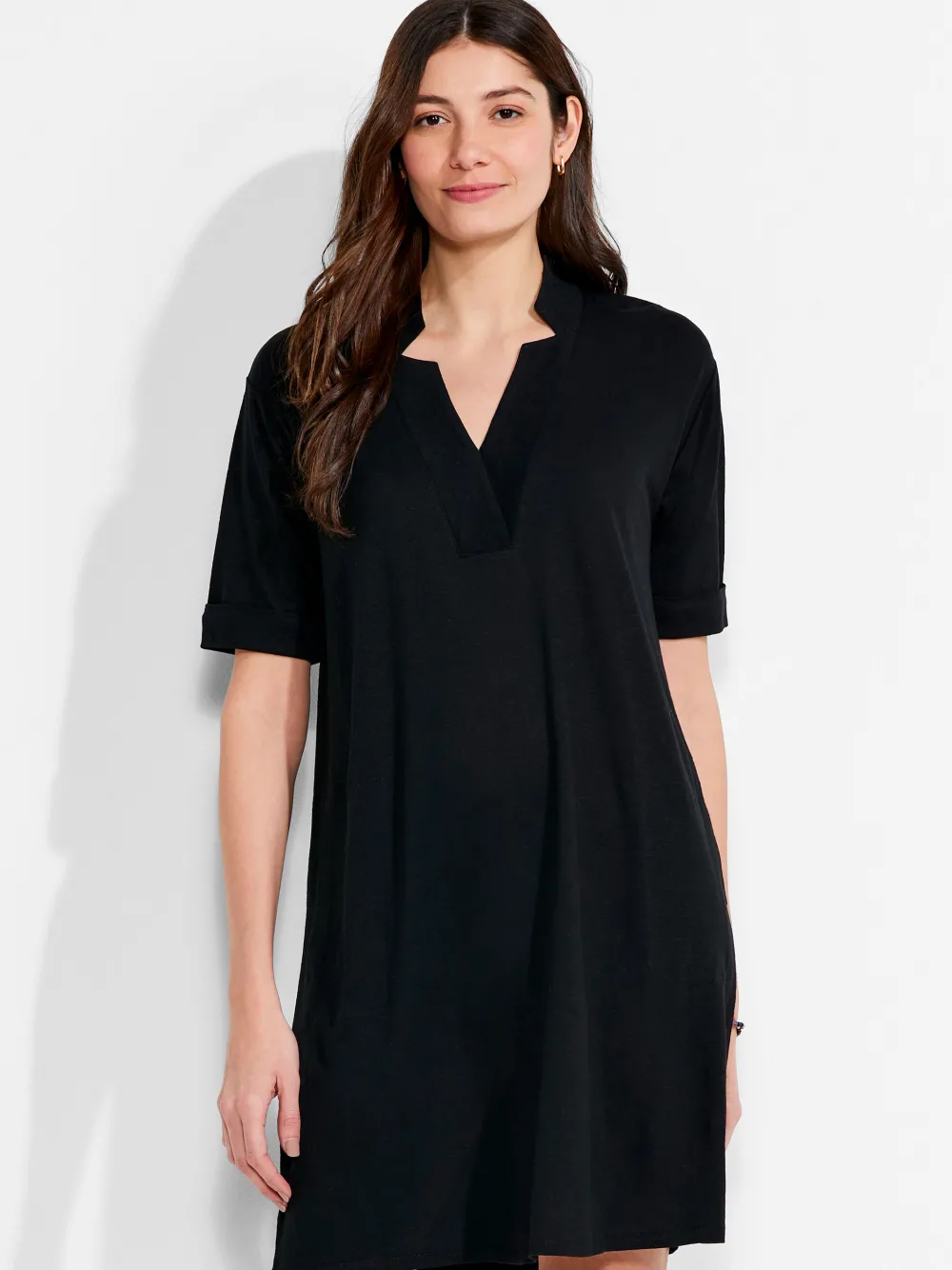 Fashion NIC+ZOE Nzt Short Sleeve Notched V Dress Black Onyx