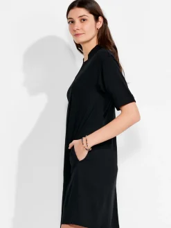 Fashion NIC+ZOE Nzt Short Sleeve Notched V Dress Black Onyx