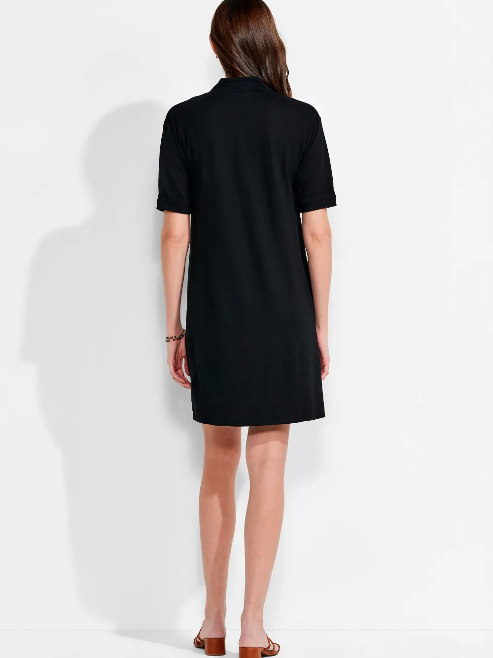 Fashion NIC+ZOE Nzt Short Sleeve Notched V Dress Black Onyx