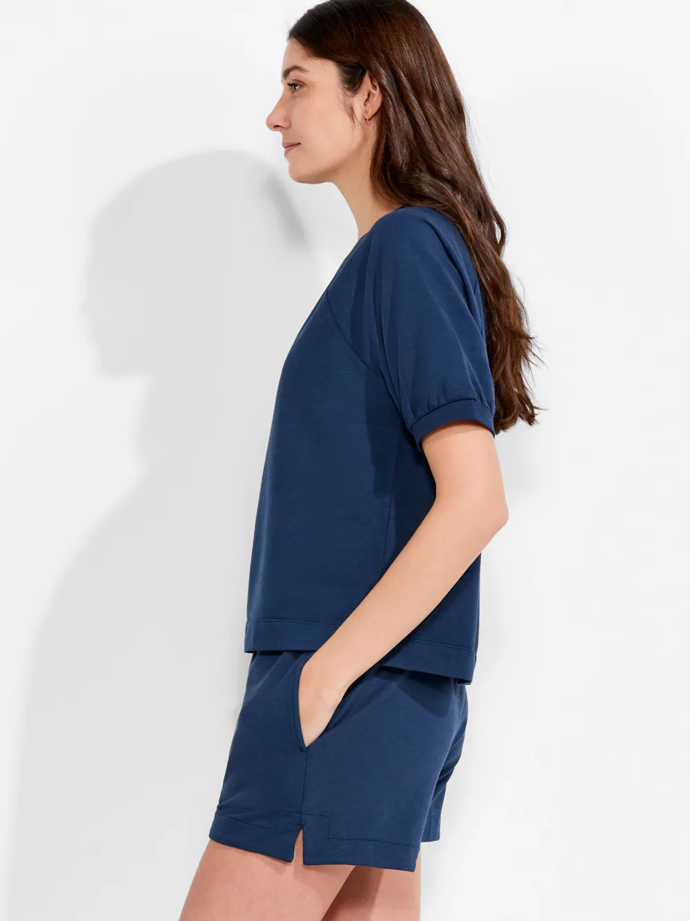Store NIC+ZOE Nzt Short Sleeve Round Neck French Terry Top Dark Indigo