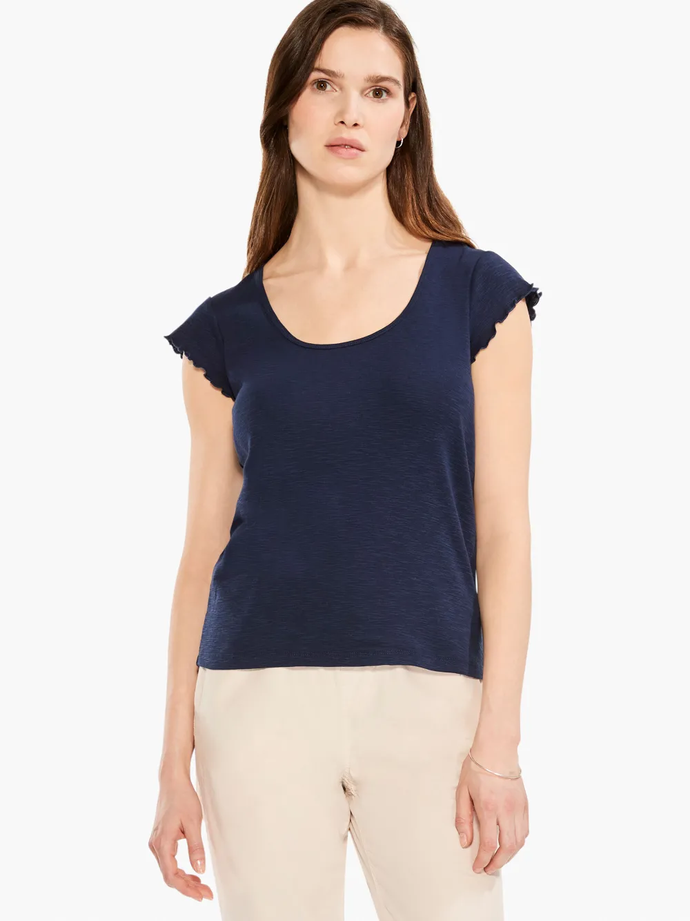 Hot NIC+ZOE Nzt Short Sleeve Scoop Lettuce Edge Tee Dark Indigo