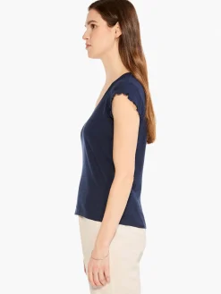 Hot NIC+ZOE Nzt Short Sleeve Scoop Lettuce Edge Tee Dark Indigo