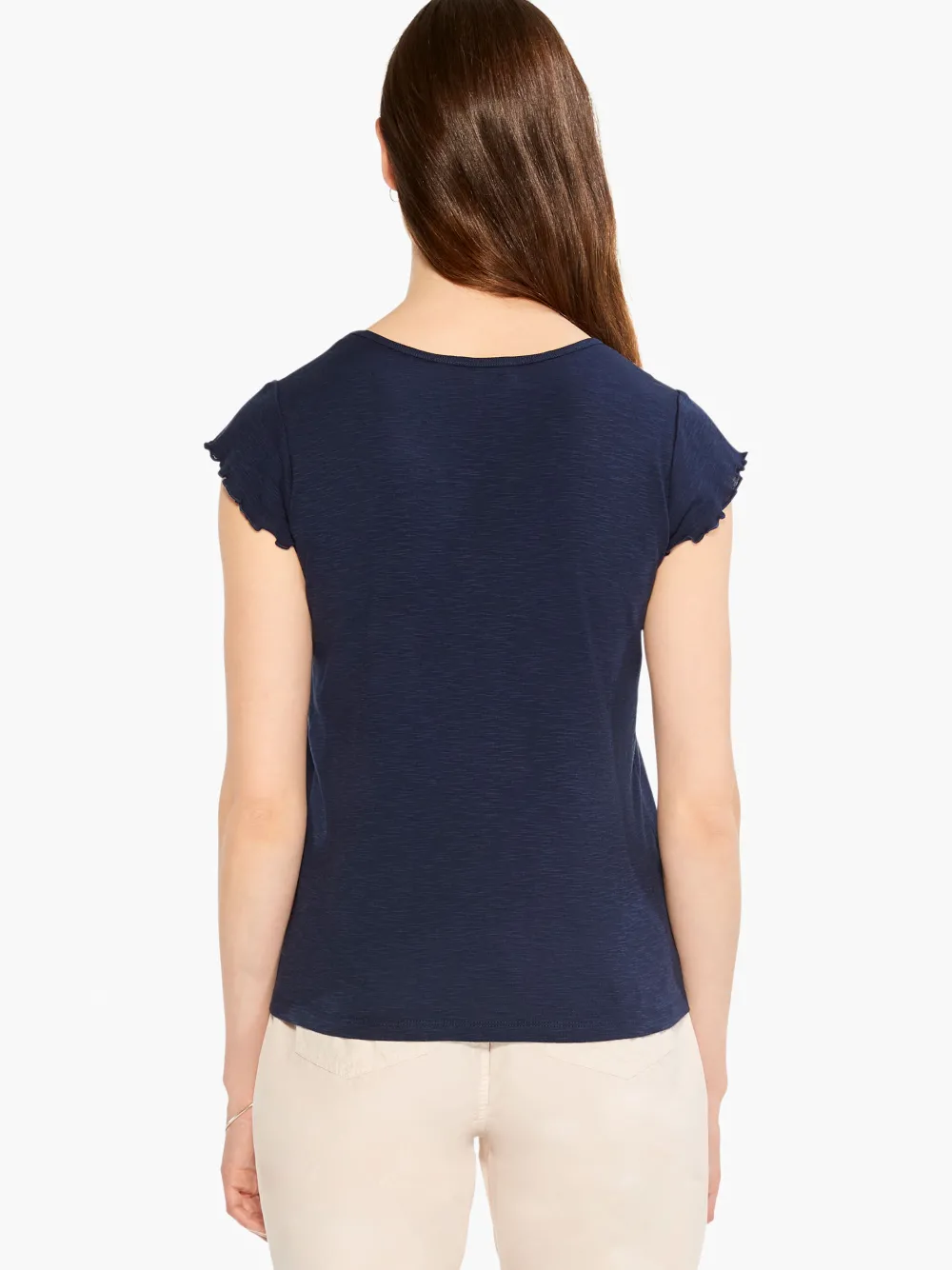 Hot NIC+ZOE Nzt Short Sleeve Scoop Lettuce Edge Tee Dark Indigo