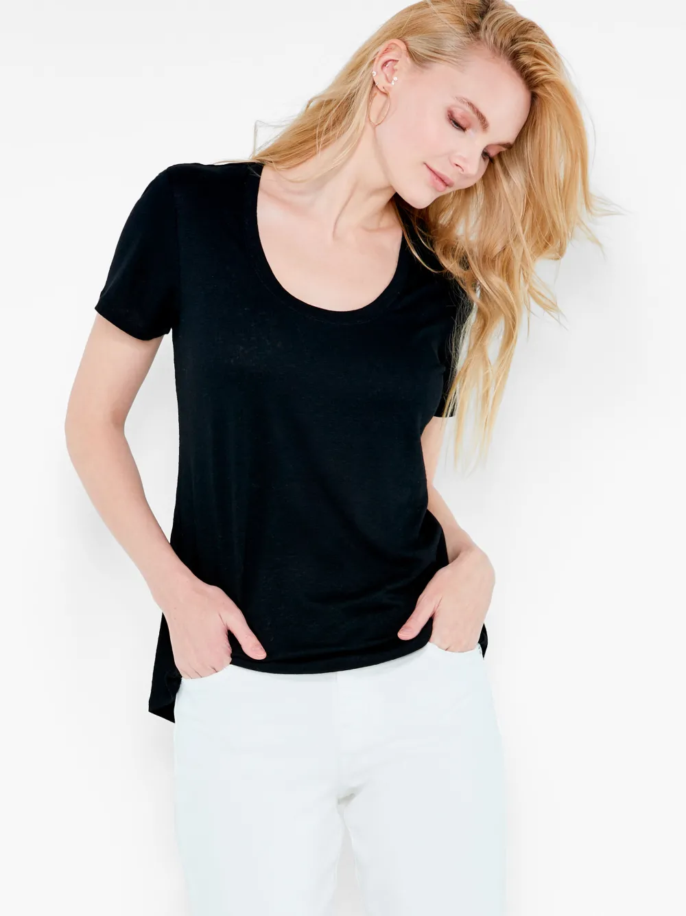 Online NIC+ZOE Nzt Short Sleeve Shirt Tail Scoop Tee Black Onyx
